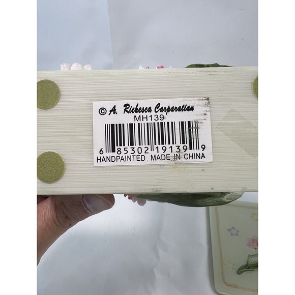 Set Of 4 Stone Hand Painted Coasters W Holder‎ 3D Butterfly & Flowers Sculpture - Picture 10 of 13